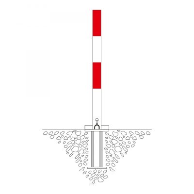 CONTROLLER A Drop Down Post 70 x70mm 1,000mmH for screw anchoring with base plate Galvanised + Powder Coated Red/White - Image 3