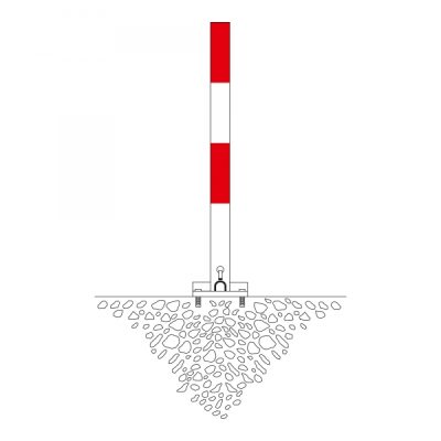 CONTROLLER A Drop Down Post 70 x70mm 1,000mmH for screw anchoring with base plate Galvanised + Powder Coated Red/White - Image 2