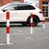 COMMANDER PLUS A Flush Fitting Drop Down Post 70 x70mm x1,000mmH Sub-Surface Fixing Galvanised Finish + Powder Coated Red/White