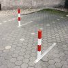 COMMANDER PLUS A Flush Fitting Drop Down Post 70 x70mm x1,000mmH Sub-Surface Fixing Galvanised Finish + Powder Coated Red/White - Image 2