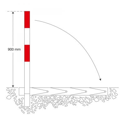 COMMANDER PLUS A Flush Fitting Drop Down Post 70 x70mm x1,000mmH Sub-Surface Fixing Galvanised Finish + Powder Coated Red/White - Image 5