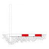 COMMANDER PLUS A Flush Fitting Drop Down Post 70 x70mm x1,000mmH Sub-Surface Fixing Galvanised Finish + Powder Coated Red/White - Image 6
