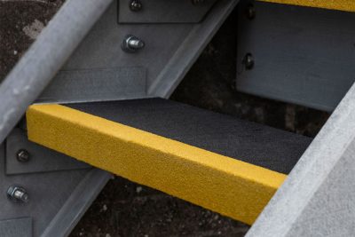 600mm x 345mm x 55mm Anti-Slip GRP Stair Treads Black Covers - Image 2