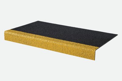 600mm x 345mm x 55mm Anti-Slip GRP Stair Treads Black/Yellow Covers