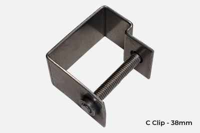 Stainless Steel C Clip for 38mm Grating c/w fixing bolt