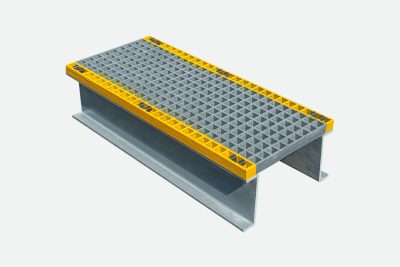 GRP Step Over Platform 996 x 996 x 188mm (150mm clearance) Grey/Yellow
