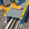 GRP Step Over Platform 464 x 996 x 138mm (100mm clearance height) Grey/Yellow