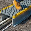 GRP Step Over Platform 464 x 996 x 138mm (100mm clearance height) Grey/Yellow - Image 6
