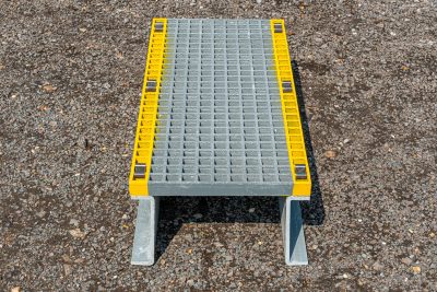 GRP Step Over Platform 578 x 1220 x 238mm (200mm clearance) Grey/Yellow