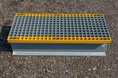 GRP Step Over Platform 1220 x 1220 x 238mm (200mm clearance) Grey/Yellow