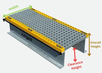 GRP Step Over Platform 996 x 996 x 238mm (200mm clearance) Grey/Yellow - Image 6