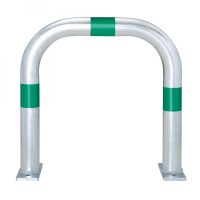 TRAFFIC-LINE EV Charging Point Protection Guard, Steel, Hot Dip Galvanised, large, 60/2mm, H 500 x W 500mm, three green retro-reflective rings, surface fix