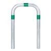 TRAFFIC-LINE EV Charging Point Protection Guard, Steel, Hot Dip Galvanised, large, 60/2mm, H 800 x W 500mm, three green retro-reflective rings, sub-surface fix