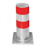 BLACK BULL HGV Parking Aid Bollard - Steel - Hot dip Galvanised with Red Reflective Bands - Surface Fixing