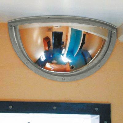 INSTITUTIONAL Wall Mounted Stainless Steel Security Mirror - 180°