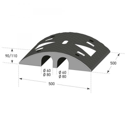 TRAFFIC-LINE Cable/Hose Protection Ramp XL 500 x 500 x 90mmH 2 Channel Black/White - Image 2