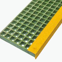 GRP Grating Stair Tread 996 × 275 × 38 mm – Green/Yellow Anti‑Slip