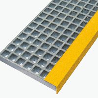 GRP Grating Stair Tread 996 × 275 × 38 mm – Grey/Yellow Anti‑Slip