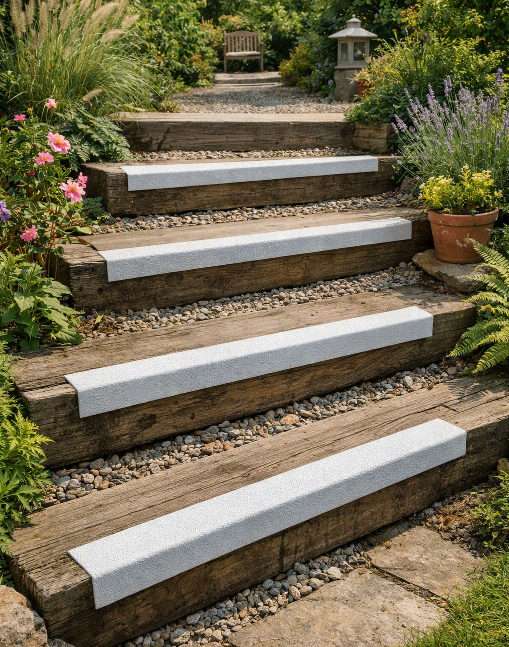 920mm x 55mm x 55mm GRP Anti‑Slip Stair Tread Nosing – White